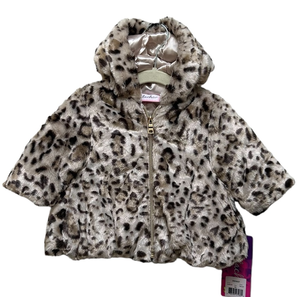 Pistachio Kids Animal Print Faux Fur Coat NWT